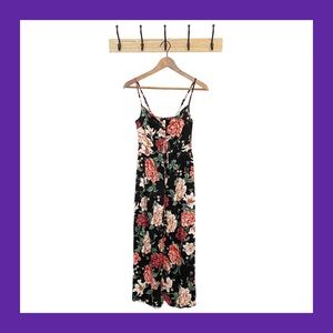 XHILARATION Black Floral Cut Out Jumpsuit XS NWT